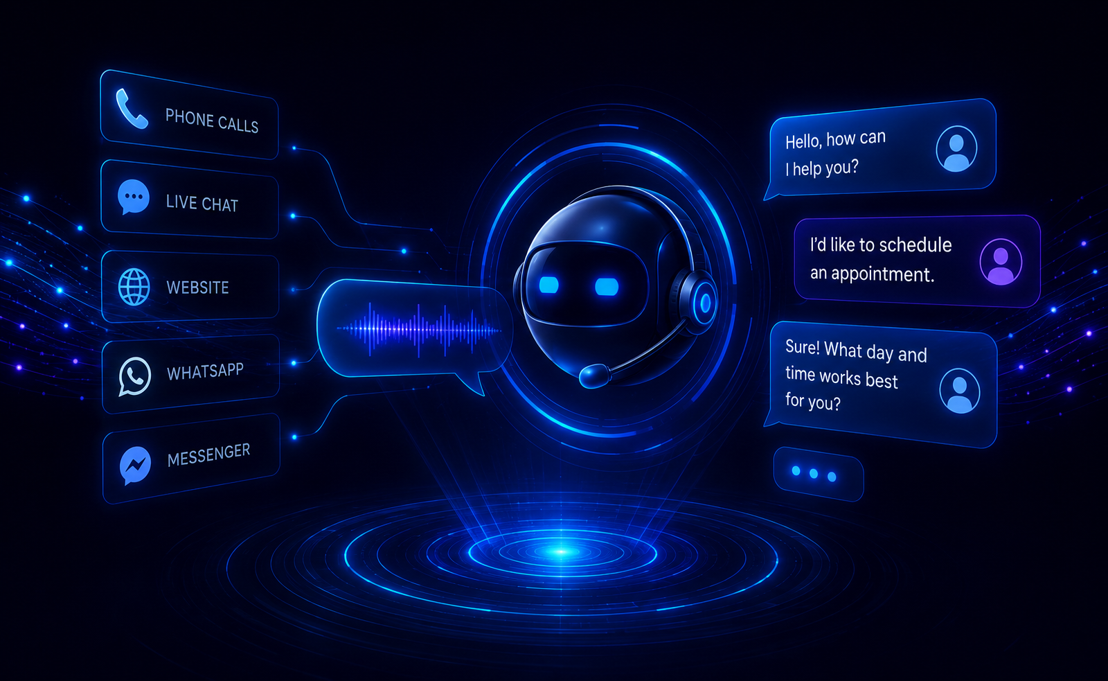 AI receptionist answering calls, messages, and customer inquiries