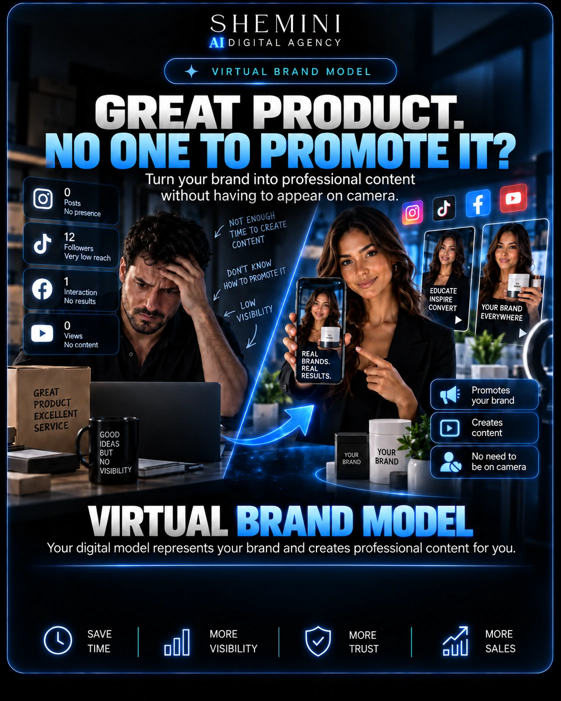 Great products with no one to promote them solved by Virtual Brand Model